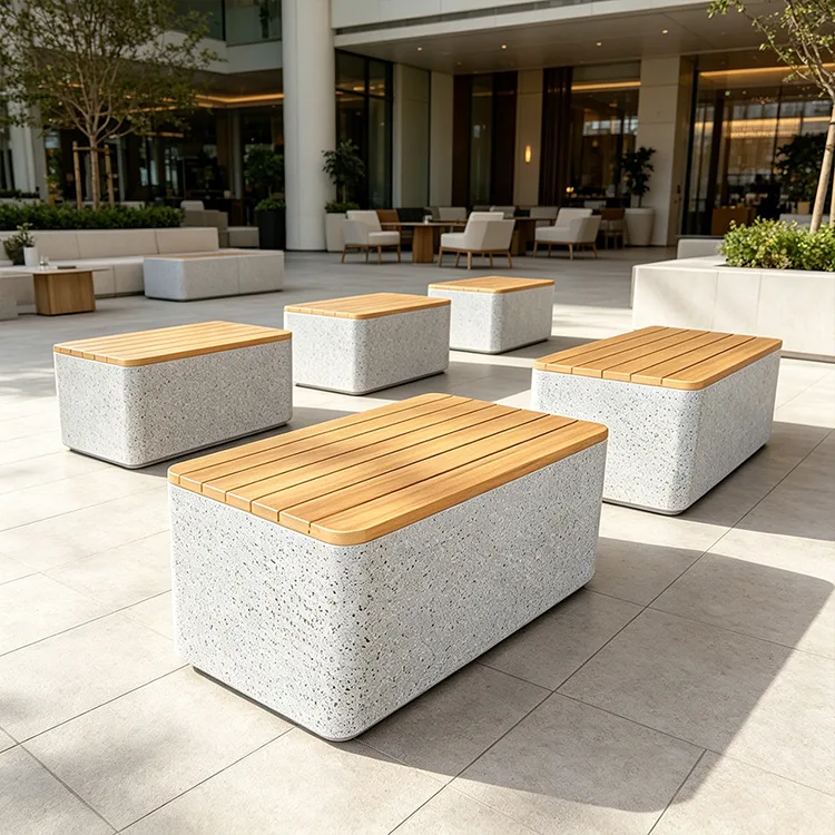 Komerčná FRP Terrazzo Cube Bench