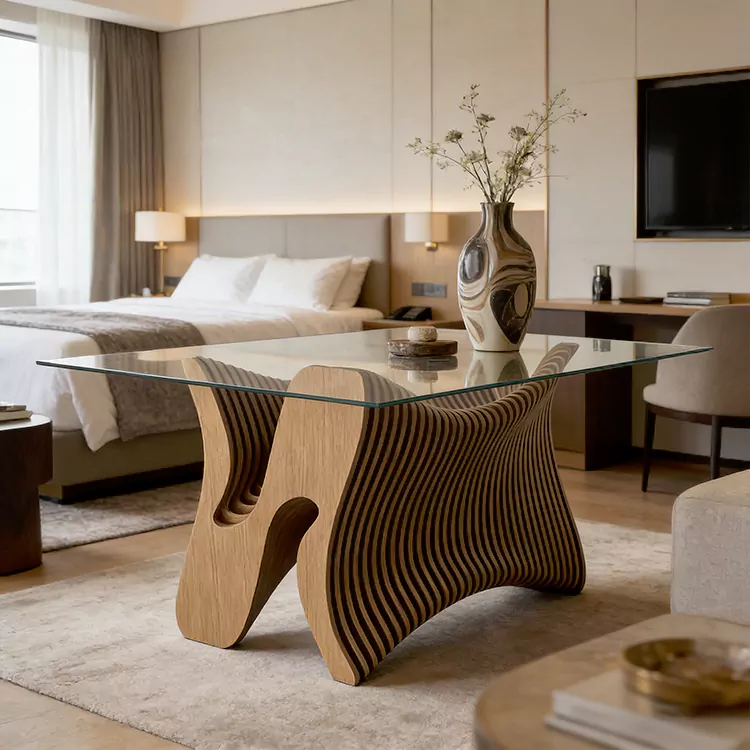 Parametric Sculpture Wave Wooden Coffee Table