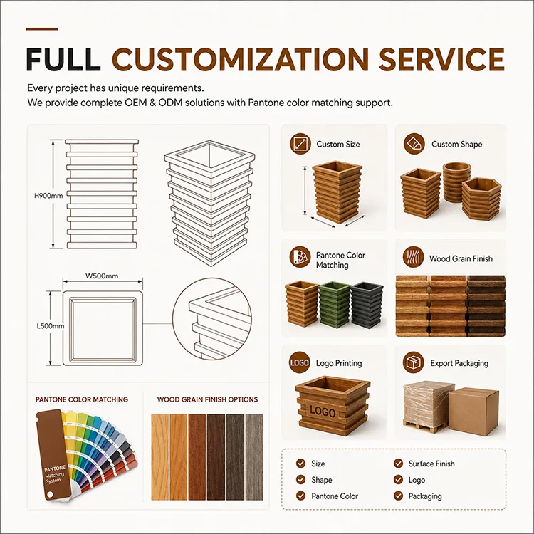 Fiberglass Wood Grain Planter