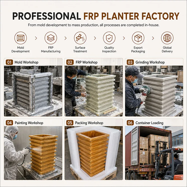 Fiberglass Wood Grain Planter